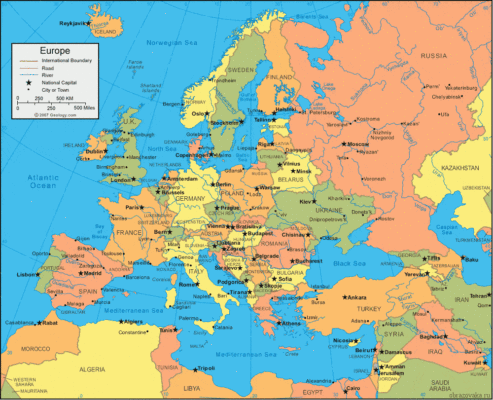 Политическая карта Европы (2012 год)
