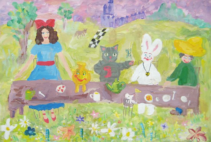 Рисунок-иллюстрация к сказке Алиса в стране чудес