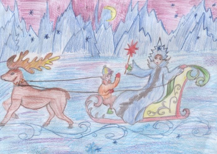 Рисунок-иллюстрация к сказке Снежная королева