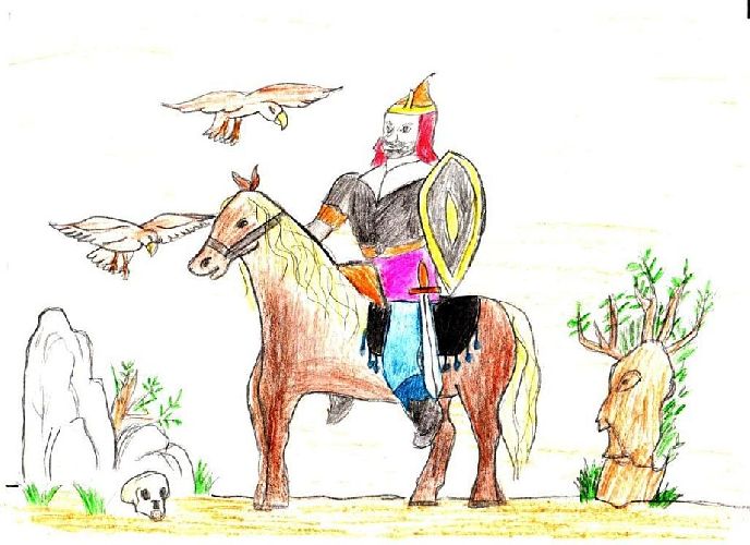 Рисунок-иллюстрация к былине Три поездки Ильи Муромца