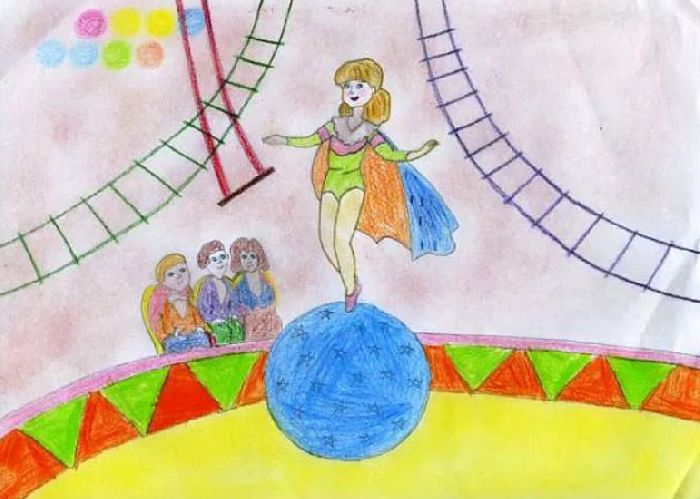 Рисунок-иллюстрация к рассказу Девочка на шаре