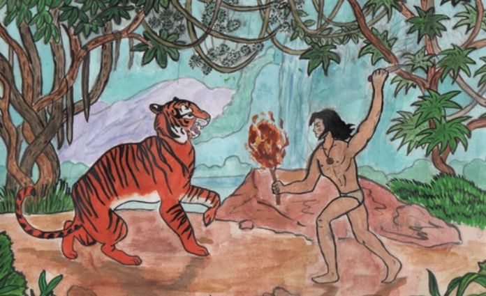 Рисунок-иллюстрация к рассказу Маугли