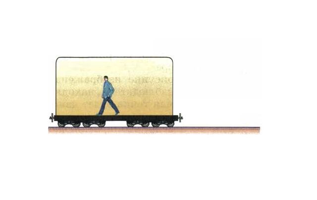 Поезд, пассажир, относительность движения