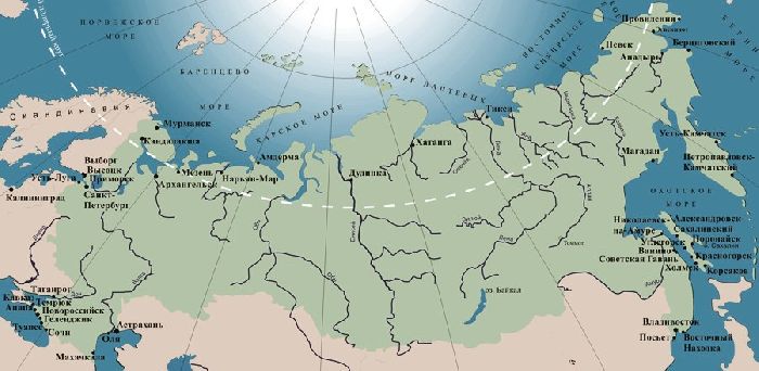 Морские порты России на карте (2012 год)
