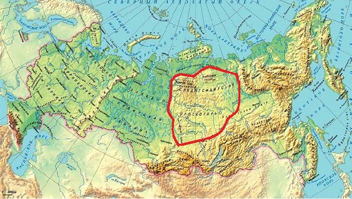 Среднесибирское плоскогорье на карте