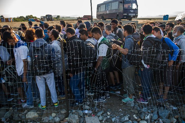Мигранты на границе с Венгрией
