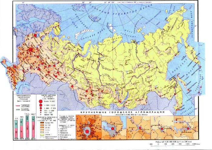Плотность населения России. Карта