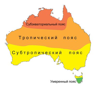 Карта климатических поясов Австралии