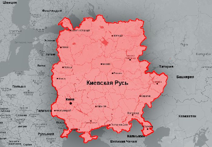 Границы Киевской Руси на карте