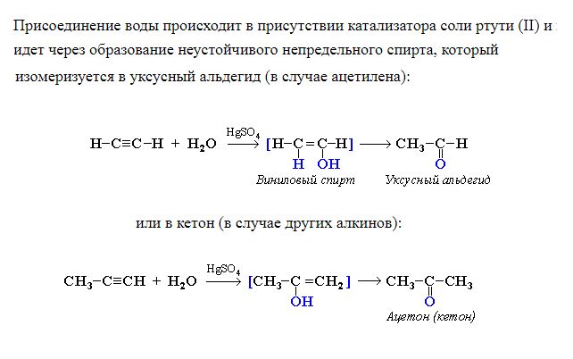 Формула получение альдегидов при гидратации алкинов