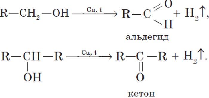 Формула получения альдегидов при дегидрировании спиртов