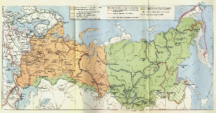 Карта России после завоевания Сибири