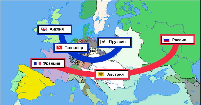 Участие россии в семилетней войне 1756 1761 контурная карта