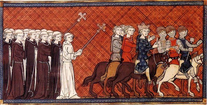 Людовик IX отправляется в свой первый крестовый поход. Манускрипт XIII века