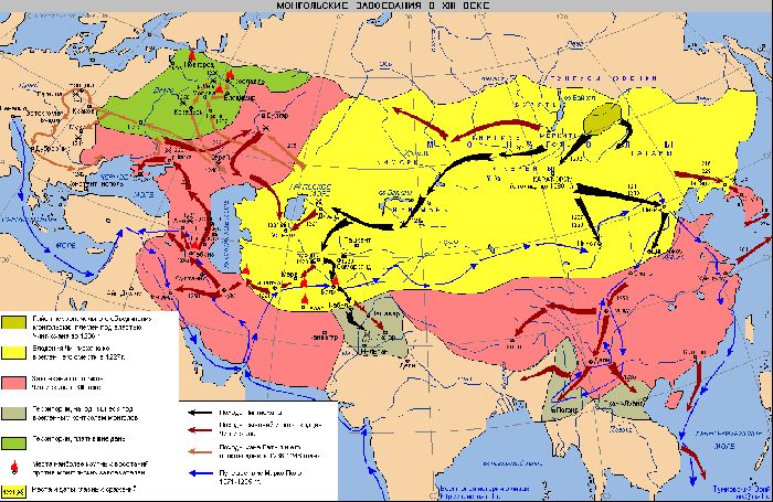 Карта Монгольской империи в 13 веке