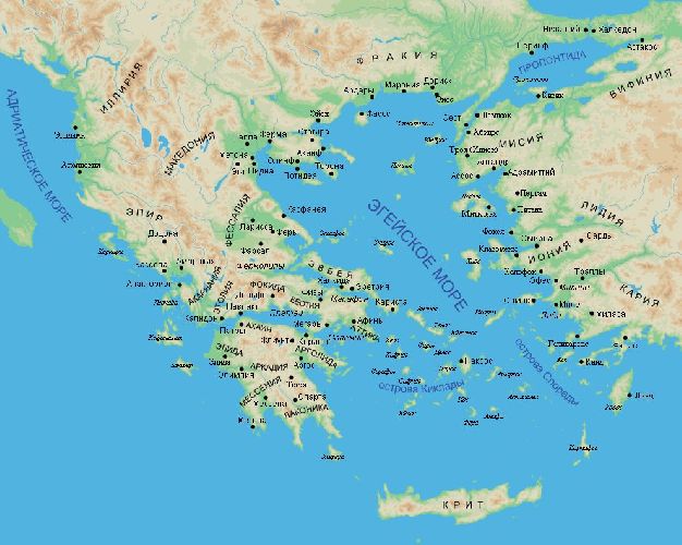 Карта Древней Греции