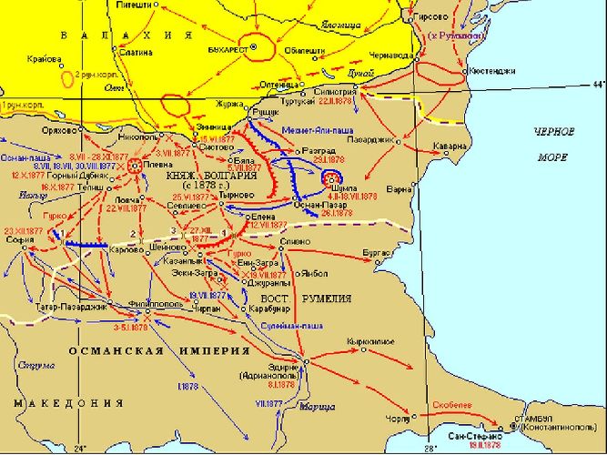 Русско-турецкая война 1878. Карта