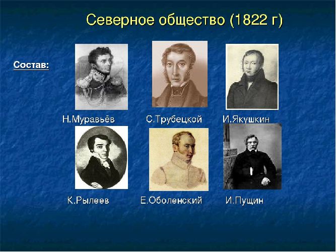 Представители общества. Северное и Южное общество Декабристов участники. Северное тайное общество Декабристов. Северное тайное общество Декабристов участники. Члены организации Северного общества восстание Декабристов.