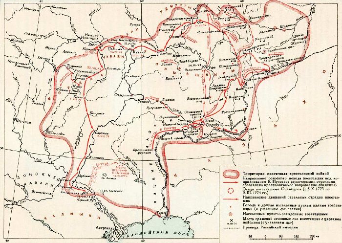 Восстание Пугачева карта