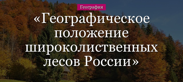 Широколиственные леса России – географическое положение, хозяйственная  деятельность