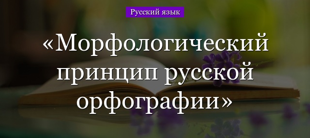 Морфологический принцип русской орфографии