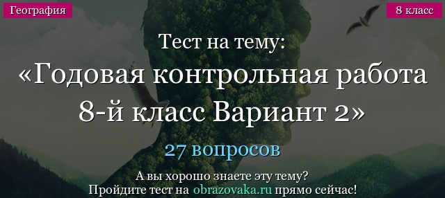 Тест на тему Годовая контрольная работа 8-й класс Вариант 2