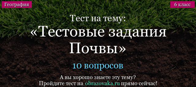 Тест на тему Тестовые задания Почвы