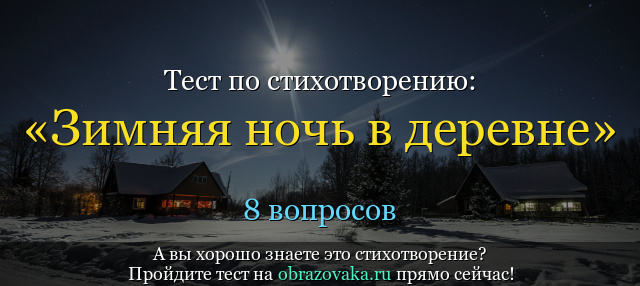 Тест по стихотворению «Зимняя ночь в деревне» Никитина