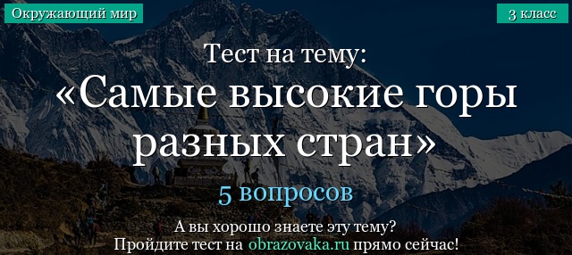 Тест на тему «Самые высокие горы разных стран»