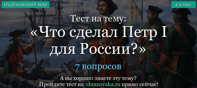 Тест на тему «Что сделал Петр I для России?»