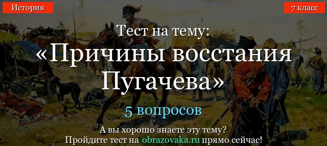 Тест на тему «Причины восстания Пугачева»
