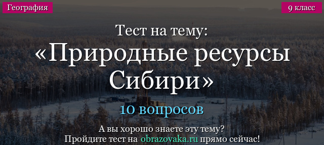 Тест на тему «Природные ресурсы Сибири»