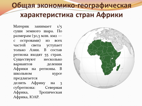 Характеристика стран африки презентация