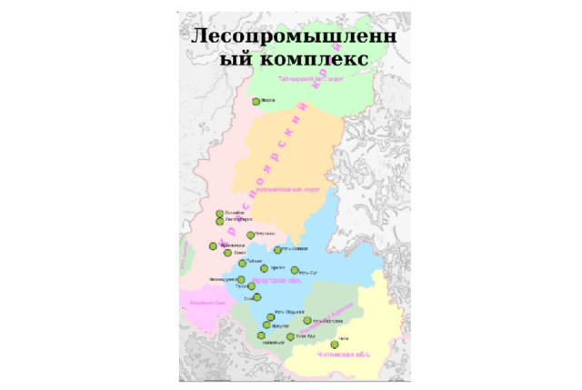 Лесопромышленный комплекс Восточной Сибири на карте