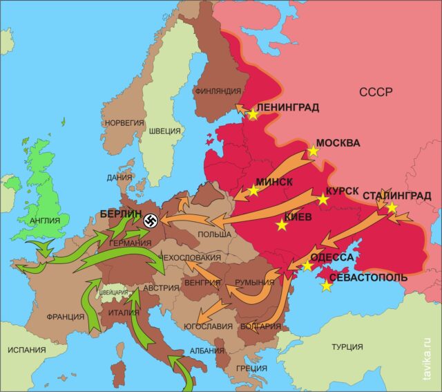 Карта Европы 1945