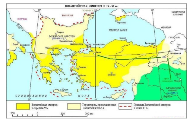 Византия XI века. Карта