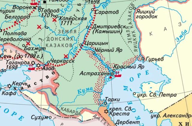 Астраханское восстание. Карта